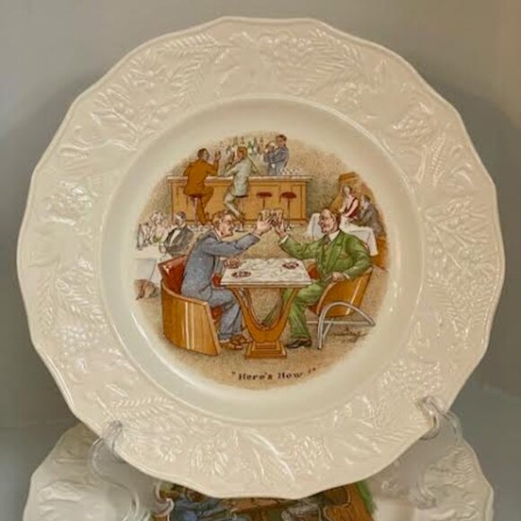 Set of 4 Fondeville Ambassador Plates, Luncheon/Salad Plates  "English Toasting" - Picture 11 of 13